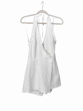 White Halter Ruffle Romper